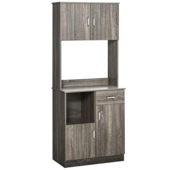 HOMCOM Modern Kitchen Buffet with Hutch Pantry Storage, Microwave Counter, 2 Cabinets, and Adjustable Shelves