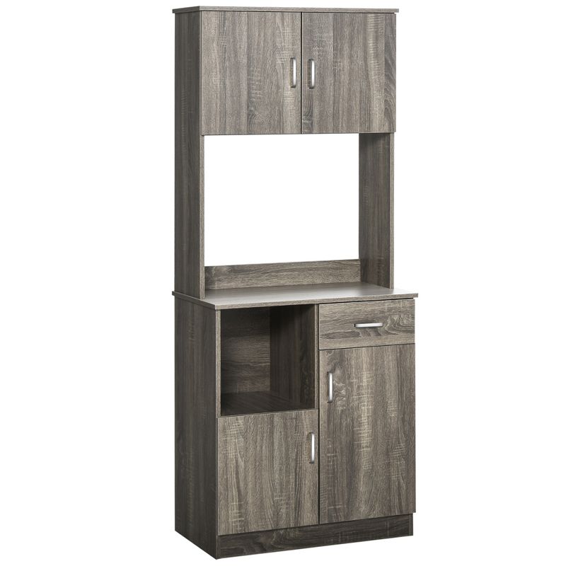 HOMCOM Modern Kitchen Buffet with Hutch Pantry Storage, Microwave Counter, 2 Cabinets, and Adjustable Shelves, 1 of 9