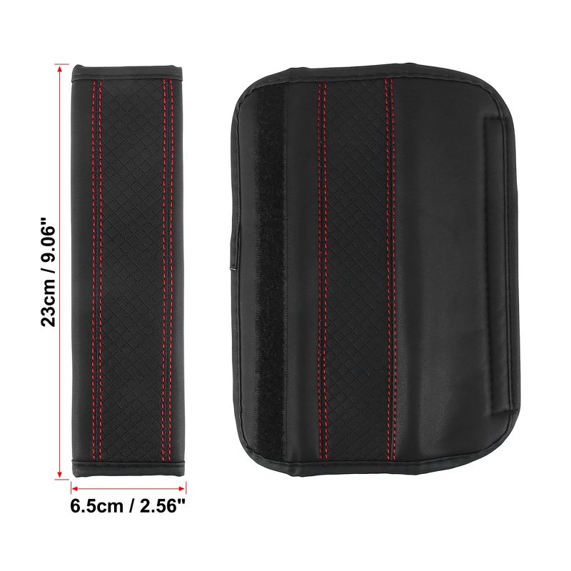 Unique Bargains Universal Soft Car Seat Belt Shoulder Pad Black Red 4 Pcs, 4 of 7