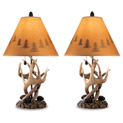 Set of 2 Derek Poly Table Lamps Brown - Signature Design by Ashley: Rustic Style, UL Listed