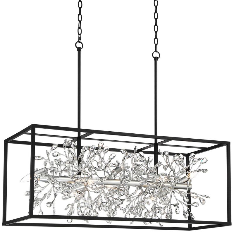Possini Euro Design Carrine Black Silver Linear Pendant Chandelier 38 1/2" Wide Modern Clear Crystal 8-Light Fixture for Dining Room Kitchen Island, 1 of 10