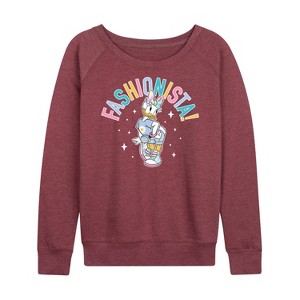 Women's - Disney - Fashionista Lightweight French Terry Wide Neck Long Sleeve Shirt - 1 of 4