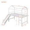 NicBex Twin Size Loft Bunk Bed, House Shaped Metal Bed Frame with Blackboard, Slide and Ladder for Bedroom - 2 of 4