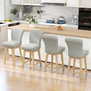 Dyonery Solid Wood Swivel Counter Upholstered Bar Stool 26.8" Height Set of 2 Barstools with Back & Arms for Kitchen Island,Home Bar - 1 of 4