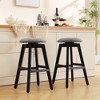 Beautyolove 26 in. Black Backless Wood Counter Height Swivel Bar Stool with Padded Fabric Seat (Set of 2) - 4 of 4