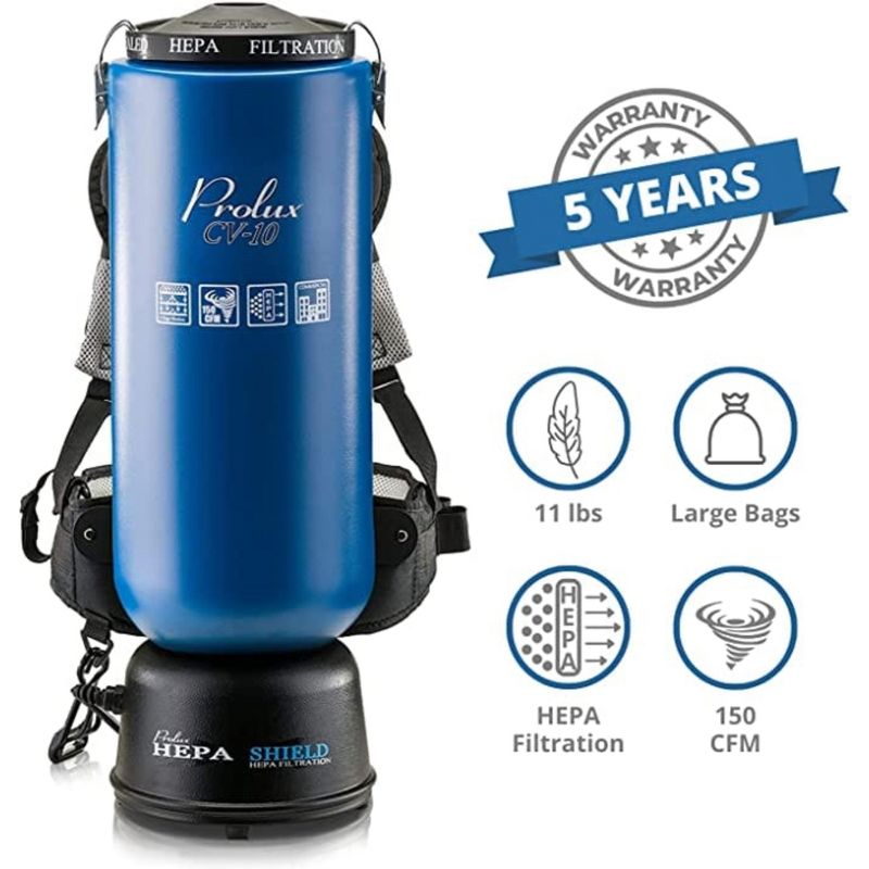 Prolux 10 Quart Powerful Lightweight Backpack Vacuum w/ 1 1/2" Tool Kit and 5 YR Warranty, 3 of 9