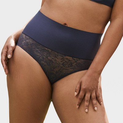 Maidenform Self Expressions Women's Tame Your Tummy Thong SE0049 - Navy  Blue XL