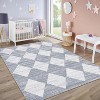 Washable Runner Rug, Modern Checkered Entryway Kitchen Rug Low Pile Soft Trellis Bathroom Carpet Front Door Mat - 2 of 4
