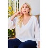 Slickblue Trendy Plus Size Solid V-Neck Top with Dramatic Bubble Sleeves, For Casual or Dressy Outfits, Blush, 1XL - 2 of 4