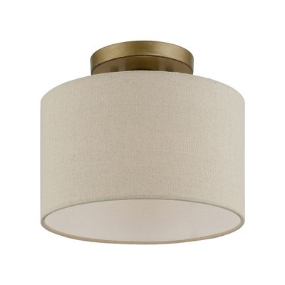 Livex Lighting Burnett 1 - Light Semi-Flush Mount in  Antique Gold Leaf/White