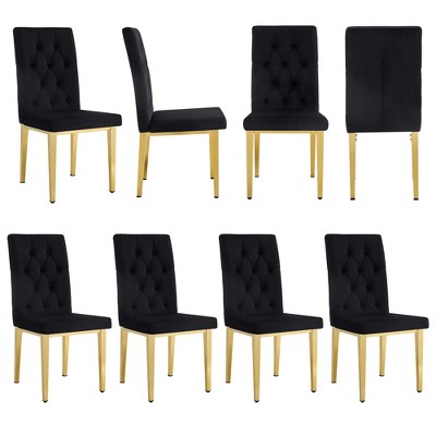 NicBex PU Leather Dining Chairs Set of 8,Modern Upholstered Armless Kitchen Chair with High Back and Metal Legs for Dining Room,Kitchen