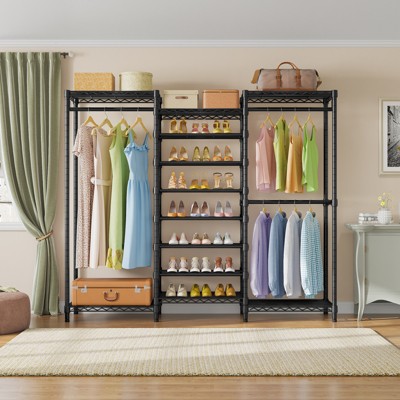 Black Heavy Duty Freestanding Garment Rack with Adjustable Shelves