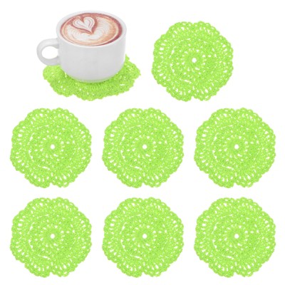 Unique Bargains Round Handmade Crochet Cotton Cup Coaster Placemats Home Decoration