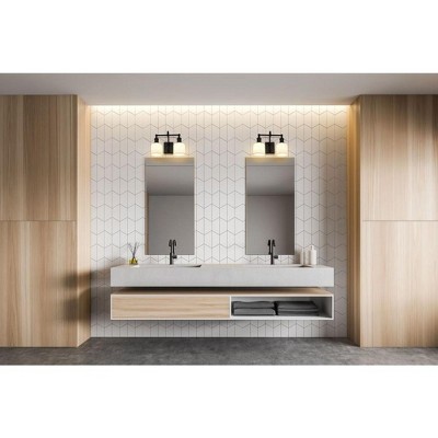 Bryant Matte Black and Opal Glass 2-Light Vanity Sconce