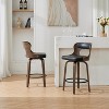 SEYNAR PU Leather 360 Degree Swivel Open Back Bar Stools Wood Legs Set of 2 - 3 of 4