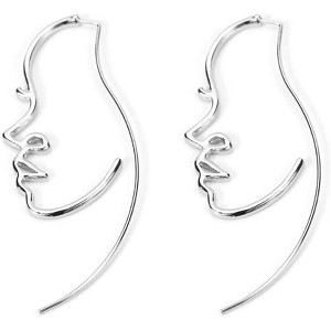 Hollowed Out Face Drop Earrings for Women Gold Plated Punk Earrings Jewelry (gold) - 1 of 4