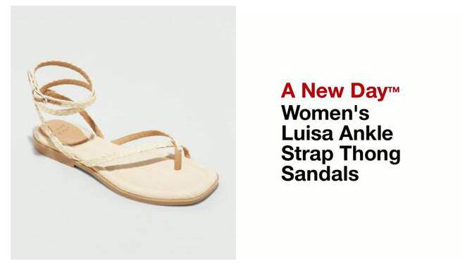 Women&#39;s Luisa Ankle Strap Thong Sandals - A New Day&#8482;, 2 of 10, play video