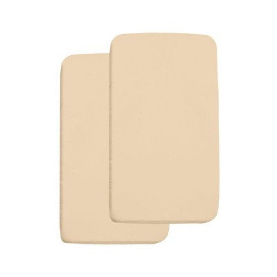 BreathableBaby All-in-One Fitted Sheet & Waterproof Cover, For 36" x 18" Cradle Mattress (2-Pack), Beige