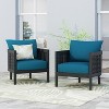 GDFStudio Berry Patio Acacia Wood and Rattan Upholstered Club Chair (Set of 2) - 2 of 4