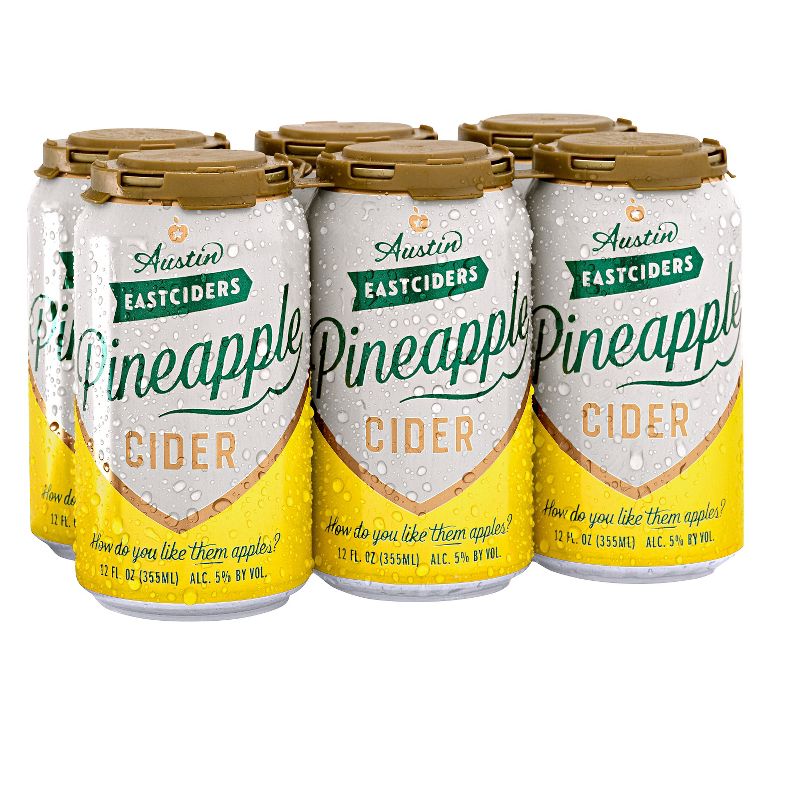 Austin Eastciders Pineapple Hard Cider - 6pk/12 fl oz Cans, 1 of 4