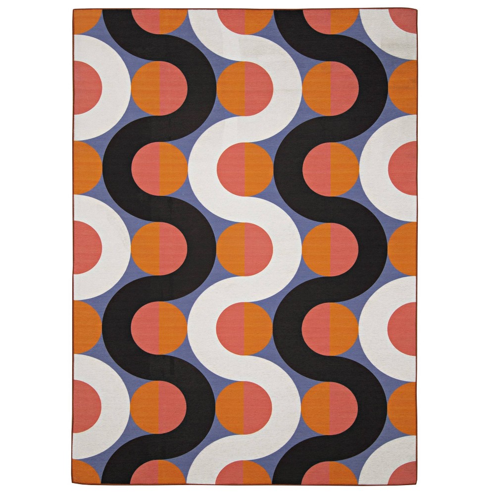 7'x9' Rexford Washable Outdoor Rug Orange/Pink - Linon