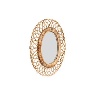 Natural Bamboo Oval Full-Length Wall Mirror