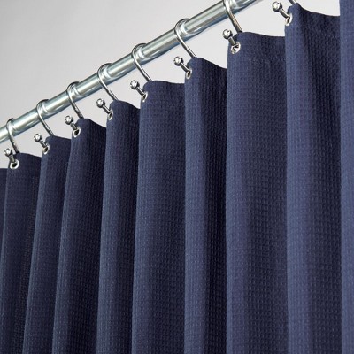navy fabric shower curtain