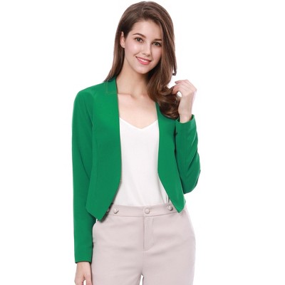 INSPIRE CHIC Women's Collarless Work Office Long Sleeve Cropped Blazers