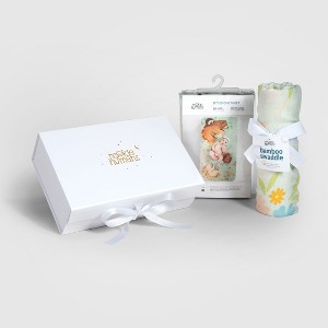 Baby Gift Set, Crib Sheet & Swaddle Newborn Gift Box, Woodland Floral Theme - 1 of 4