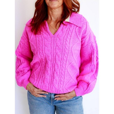 Women's Annie Collared Knit Sweater - SHE + SKY
