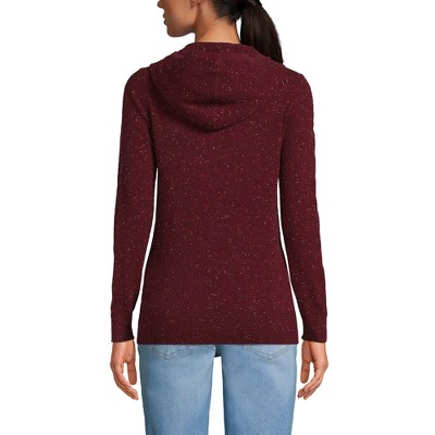 Lands' End Women's Cashmere Front Zip Hoodie Sweater Small Rich Burgundy Donegal Target