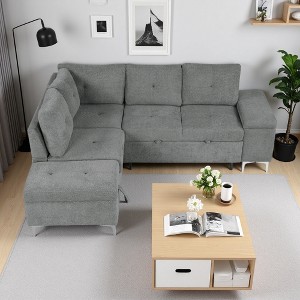 88.2" L-Shaped Sectional Sofa Bed with Table & USB - 1 of 4