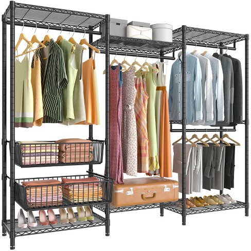 Black Heavy Duty Metal Wardrobe Clothing Rack, A-Frame