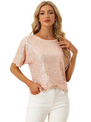 INSPIRE CHIC Women's Regular Fit Round Neck Short Sleeve Party Clubwear Blouses