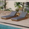 Set of 2 Outdoor Wood Chaise Lounge Chairs with Water-Resistant Cushions, Adjustable Reclining Patio Chairs for Pool or Backyard-The Pop Home - 3 of 4