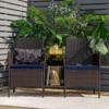 Tangkula Patio Loveseat 2 Person Cushioned Seats With Center Table Outdoor Rattan Furniture Set Turquoise/ Red - 2 of 4