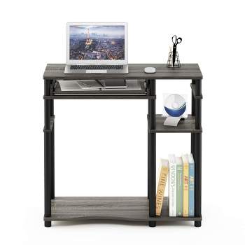 Furinno Abbott Computer Desk with Bookshelf, French Oak/Black