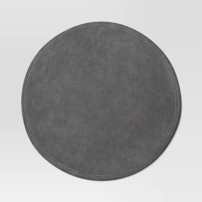 Faux Leather Decorative Charger Gray - Threshold™