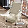 Mid-Century Modern Accent Chair, High Wingback Reading Chair, Button-Tufted Upholstered Fabric Armchair with Retro Wood Legs for Apartment - 4 of 4