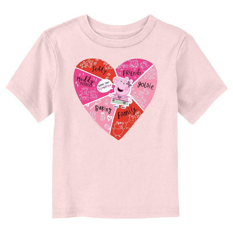 Toddler's Peppa Pig Things That Fill My Heart Doodles T-Shirt, 1 of 4