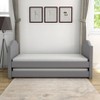 Twin Madigan Faux Leather Upholstered Day Bed and Roll Out Trundle Frame Set - Eco Dream - 3 of 4
