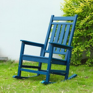 KTMBDW Oversized Patio Rocking Chair with Wood-Texture, Outdoor Rocking Chairs Porch Rocker for Adults - 1 of 4