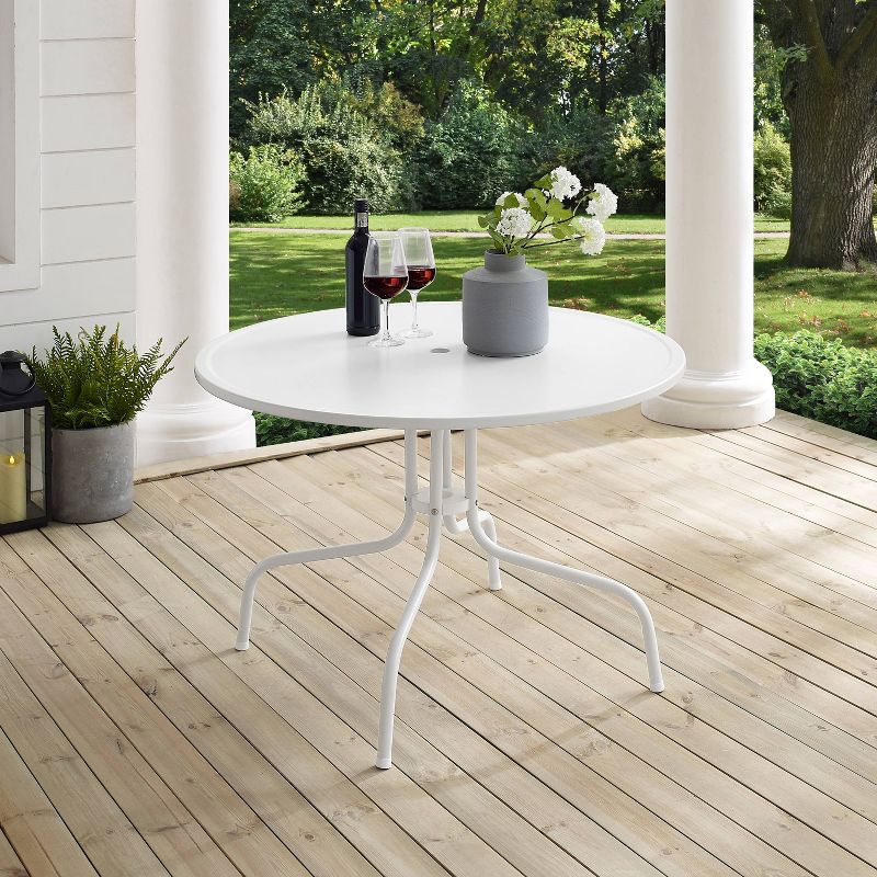 Griffith 40&#34; Outdoor Round Dining Table - White Satin - Crosley, 5 of 10