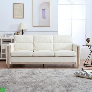 79.5" Beige Sofa Couch Modern 3-Seater Sofa with Cushions Armrest Side Pocket for Living Room Home Office Apartment - 1 of 4
