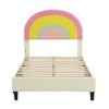 NicBex Twin/Full Upholstered Bed Frame with Smart LED,Princess Platform Bed with Rainbow Shaped and Adjustbale Headboard,No Box Spring Needed,Beige - 4 of 4