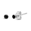 Silver Black Diamond Solitaire Stud Earrings - 4 of 4