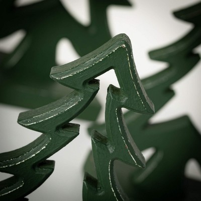 Green Wooden Christmas Tree Figurine Set, 10" to 13.75"