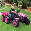12V Kids Ride On Tractor with Trailer, Battery Powered Electric Vehicles Toy with 35W Dual Motors - 3 of 4