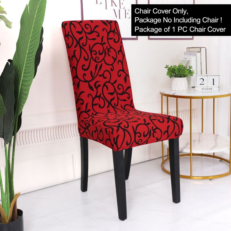 PiccoCasa Spandex Stretchy Washable Dining Chair Slipcovers Red + Black 1 Pc, 3 of 5