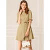 Allegra K Women's Summer Ruffled Short Sleeve Belted Button Down Shirt Dress - 2 of 4